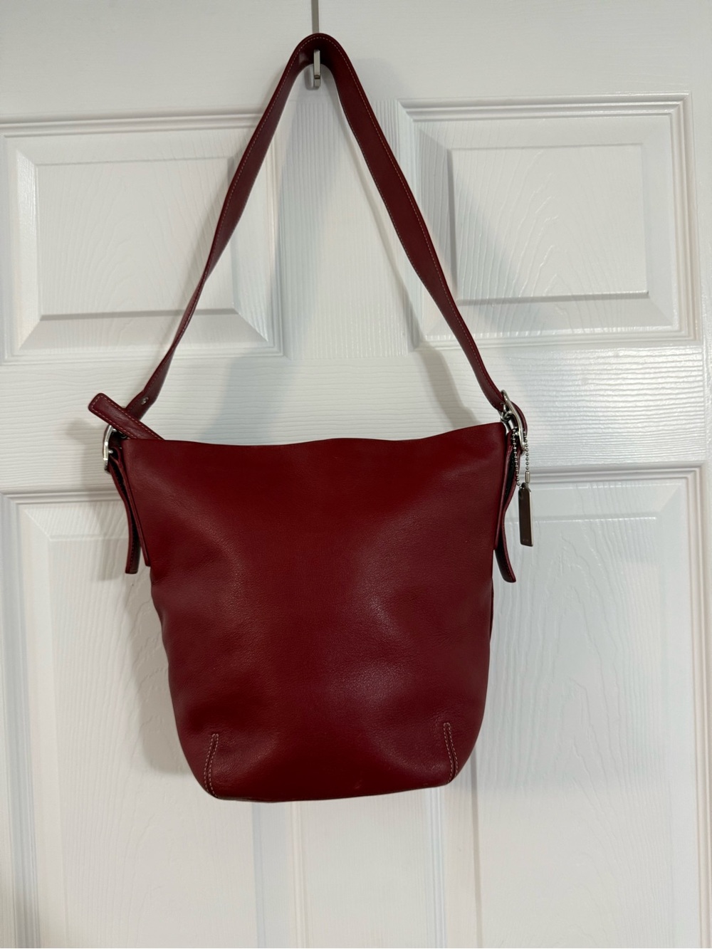 Vintage Coach Deep Wine Red Leather Shoulder bucket